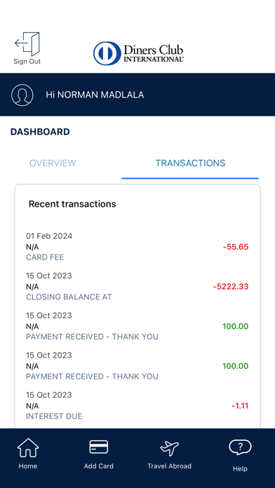 Diners Club South Africa Screenshot