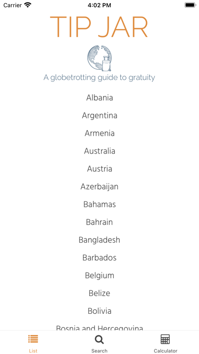 Tip Jar - Guide to Gratuity iPhone screenshot 1 - Travel app