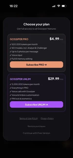 Gossiper: Private AI Confidant screenshot 2