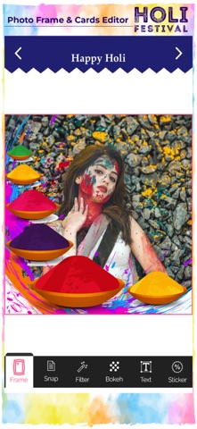 Holi Photo Frame & Card Editor iPhone screenshot