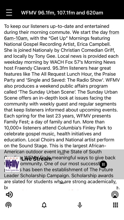 WFMV 96.1, 98.9. 107.1 & 620am