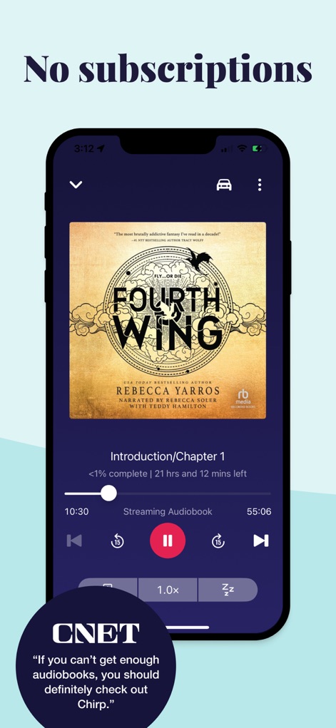 Chirp Audiobooks - Enjoy uninterrupted listening with intuitive playback controls for any title and a clear display of the remaining time, all without the need for subscriptions.