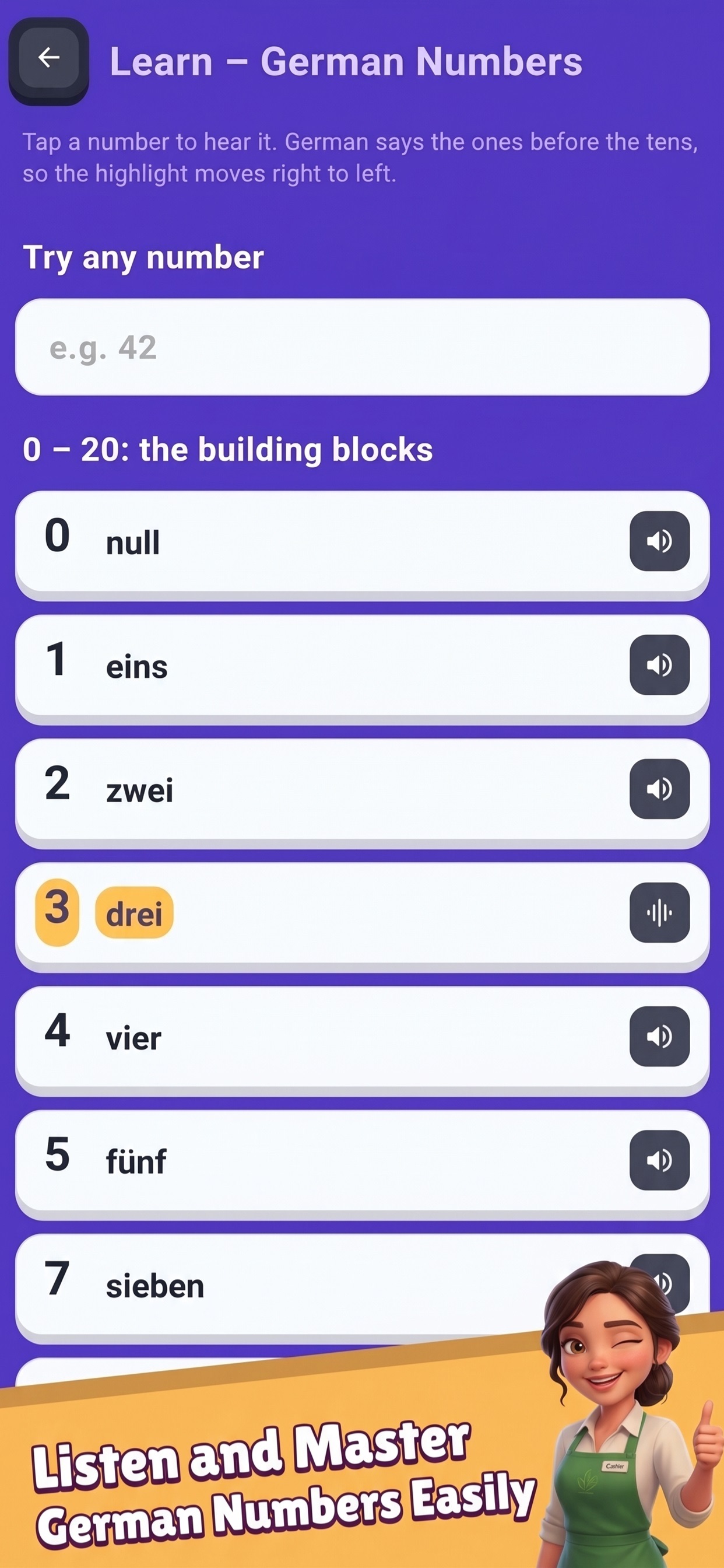 Screenshot 2 of German Numbers: Mit Karte