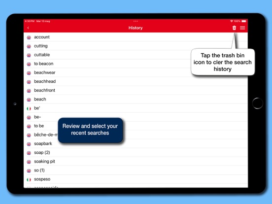 Hoepli English Dictionary iPad screenshot