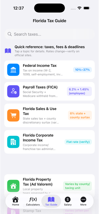 Florida Tax Guide Screenshot 5 of 10