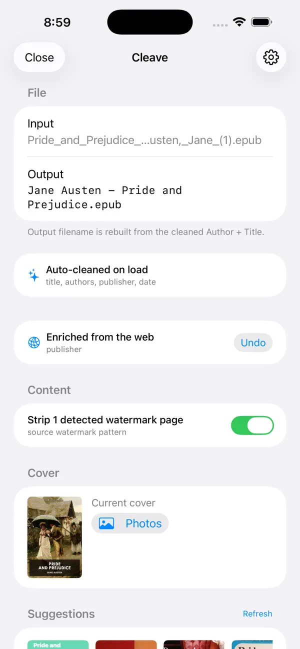 Screenshot #1 pour Cleave for EPUB