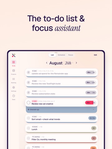 Remainder: Timebox To Do List iPad screenshot