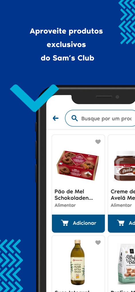 Sam's Club Brasil - This tool allows users to browse a wide array of Sam's Club exclusive products, clearly displaying item images and an "Adicionar" (Add) button for quick selection.