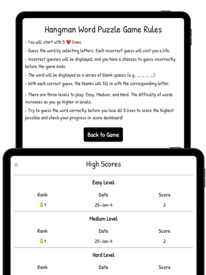 Hangman Find Hidden Words Game