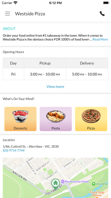 Westside Pizza. Screenshot
