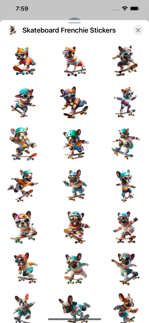 Screenshot #1 pour Skateboard Frenchie Stickers