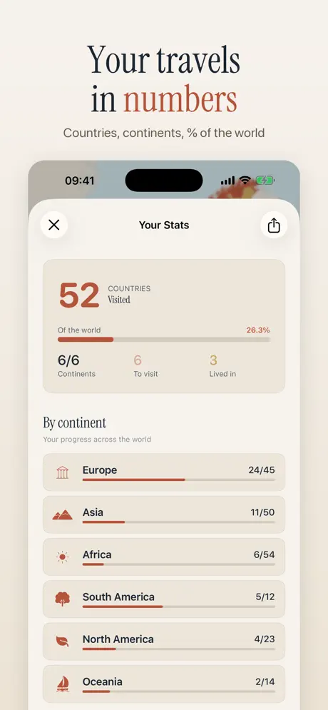 Tessera Travel Map — iPhone-Screenshot 2