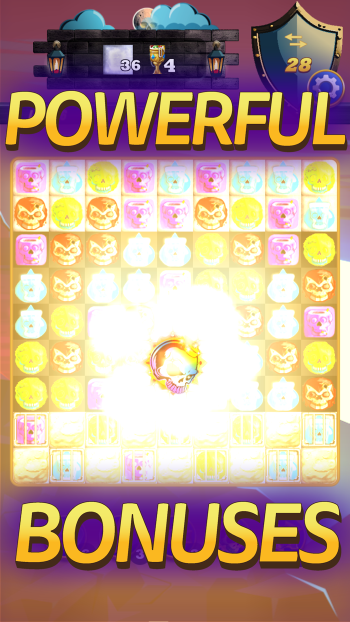 Skull Treasures match 3 puzzle