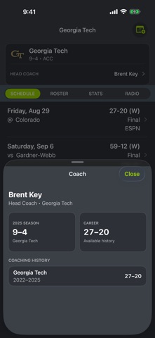 Georgia Tech Football iPhone screenshot