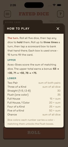 Fated Dice iPhone screenshot