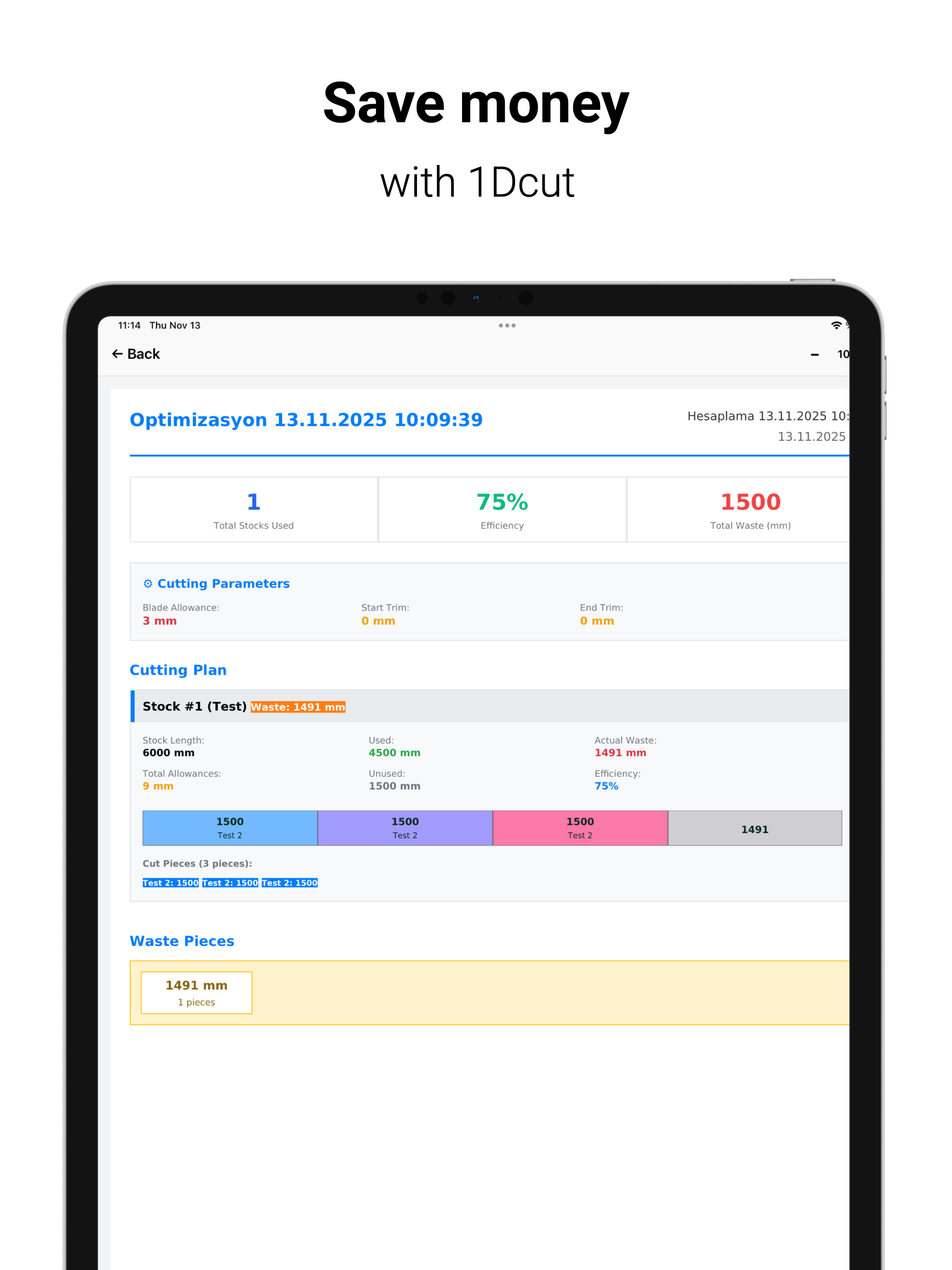 1Dcut – Cutting Optimization