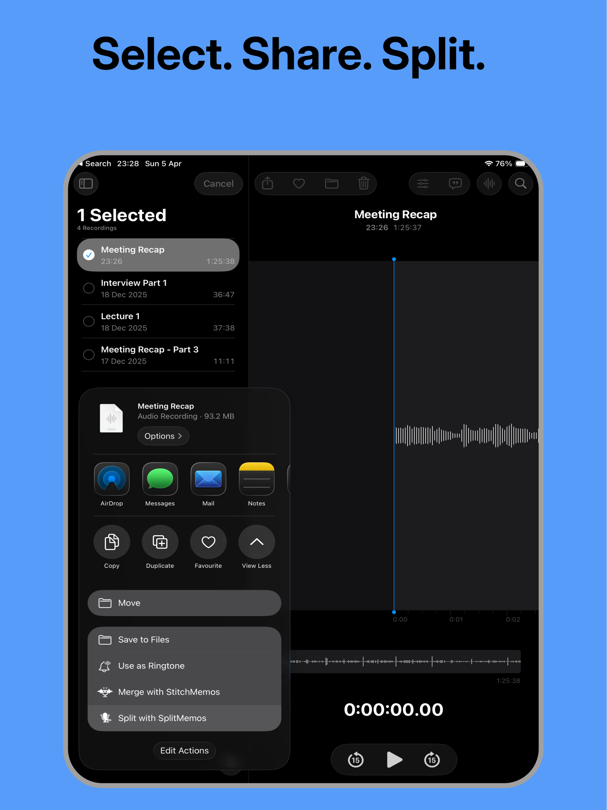 Split Voice Memos : SplitMemos