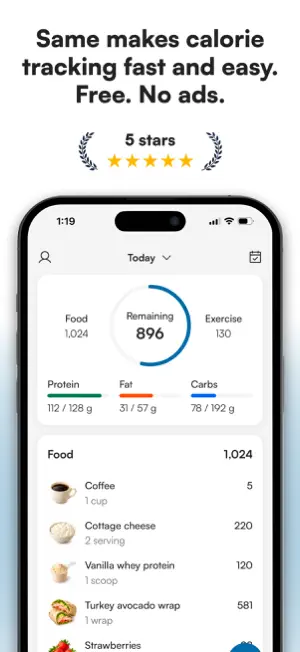 Same - Free Calorie Tracker screenshot 1