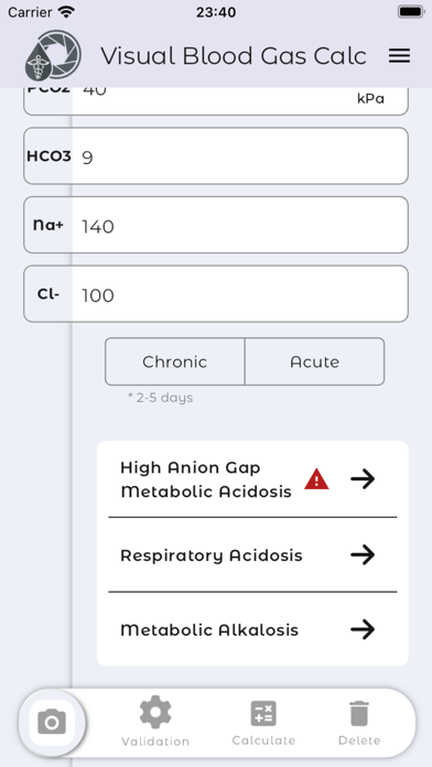 Visual Blood Gas Calc Screenshot
