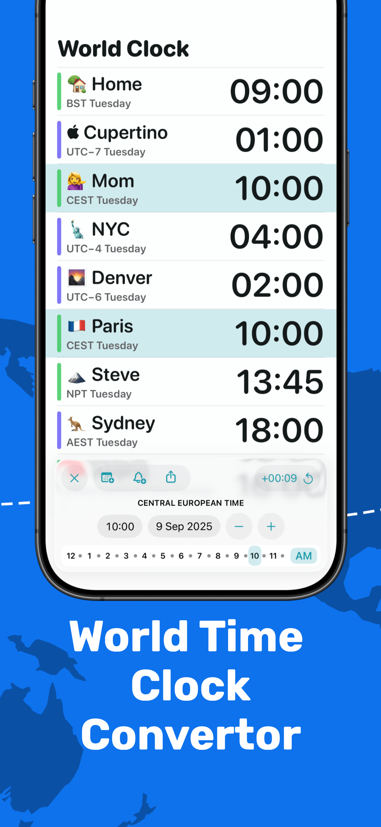 World Clock Time Zone Widget