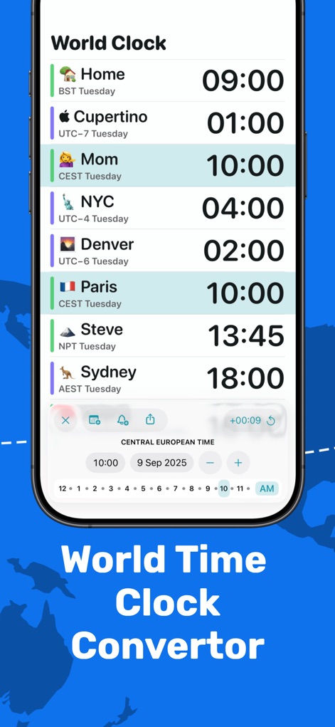 World Clock Timezone Converter - Utilities App | MWM