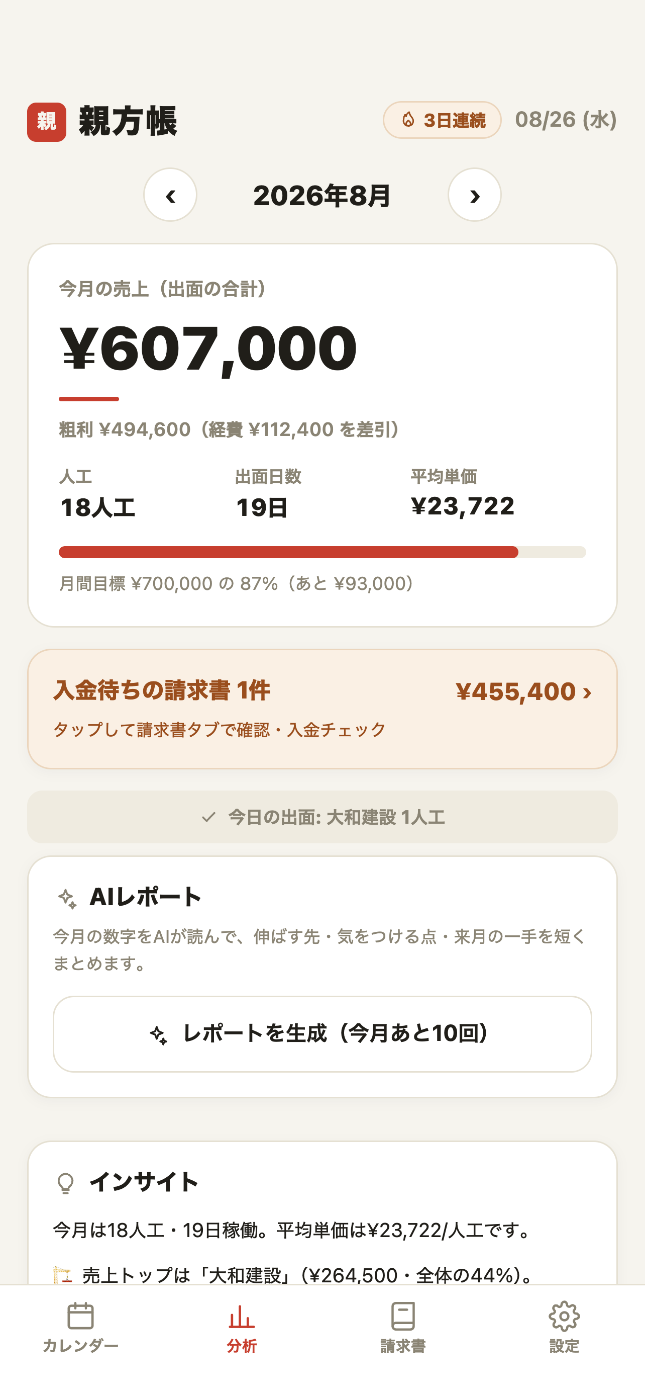 親方帳 − 出面・請求書・経費・確定申告 screenshot 3