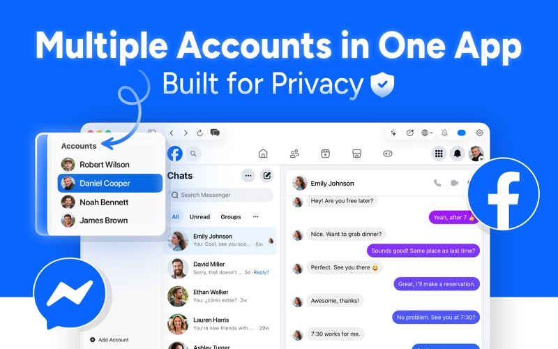 Screenshot #1 pour Chat Messenger for Facebook
