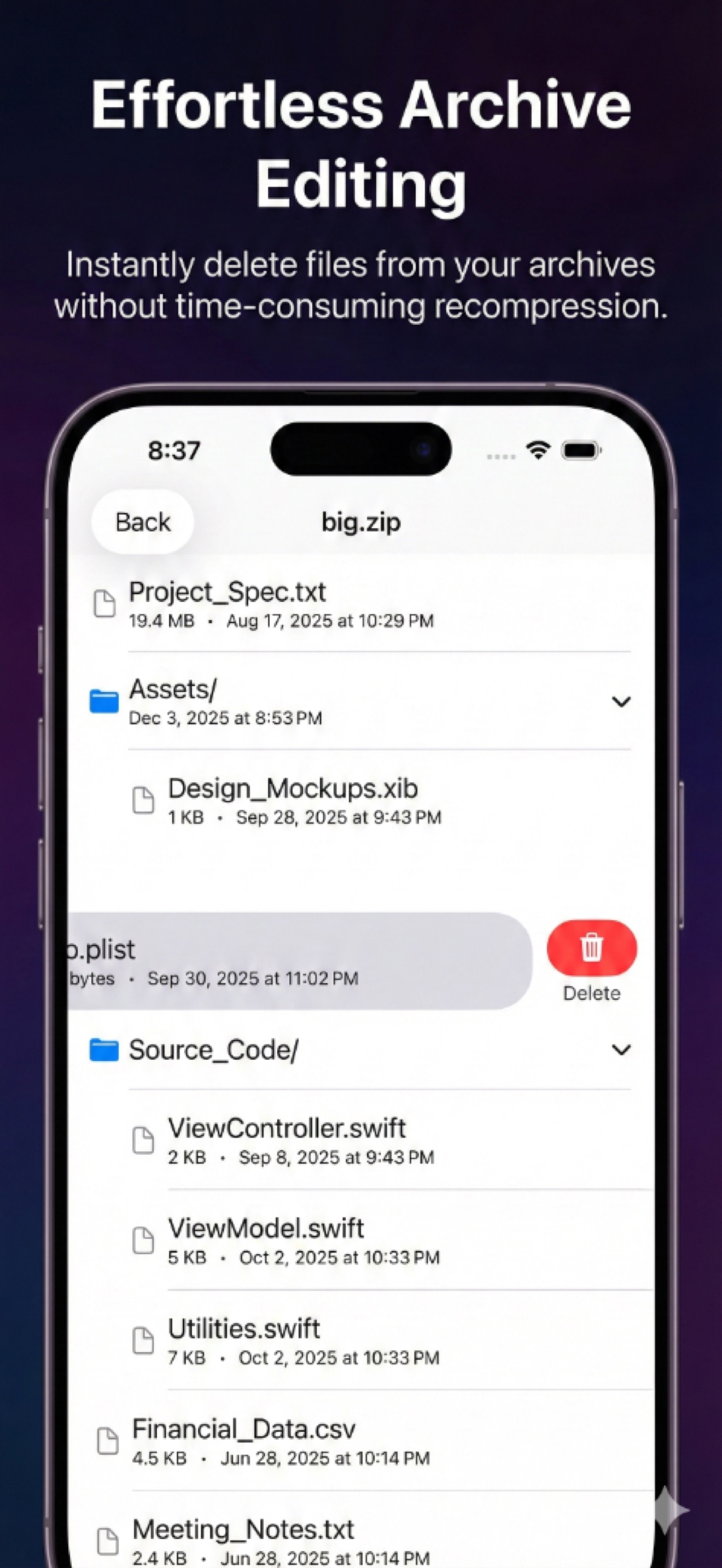 Unzipped zip/rar/tar/gz/7z/xz screenshot 6