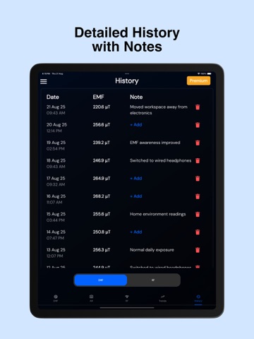 EMF Tracker iPad screenshot