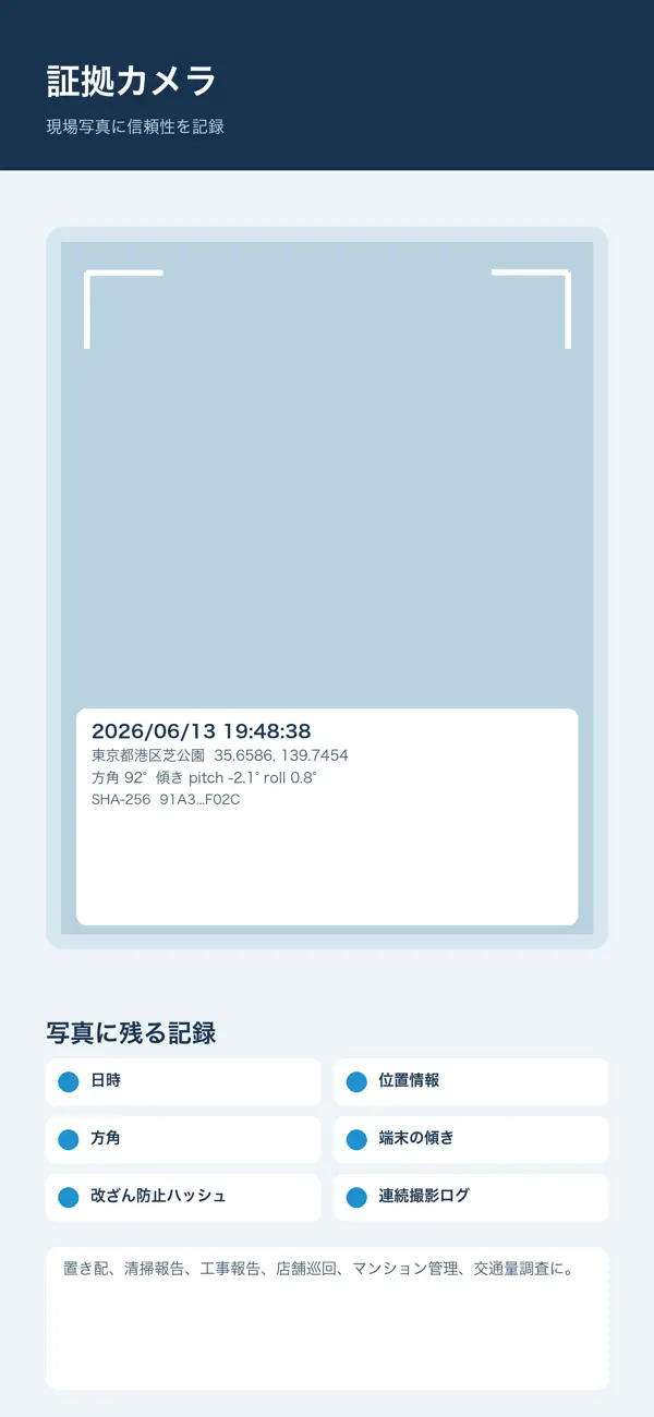Screenshot #1 pour 証拠カメラ 現場記録