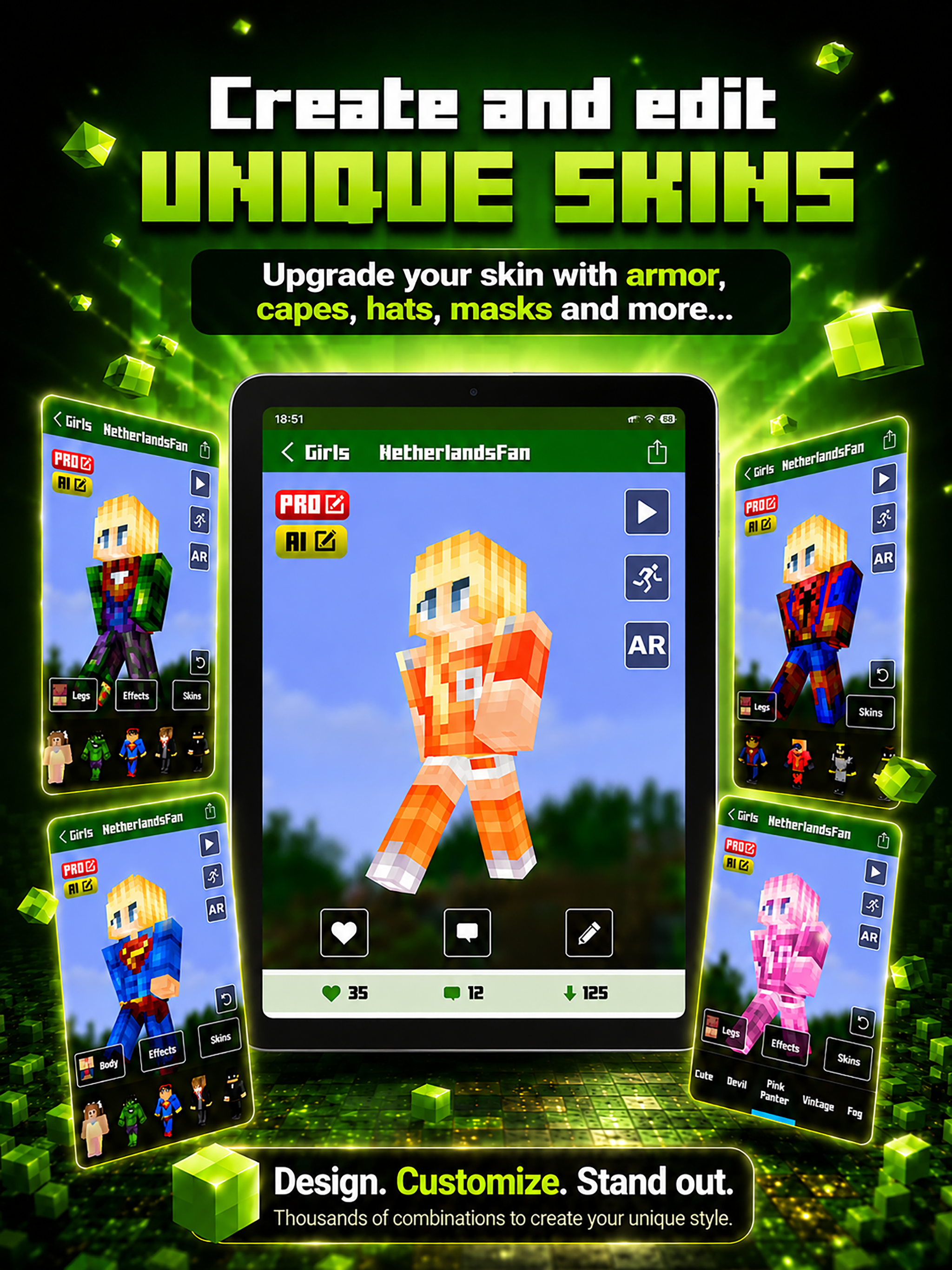 Skins for Minecraft AI 3D