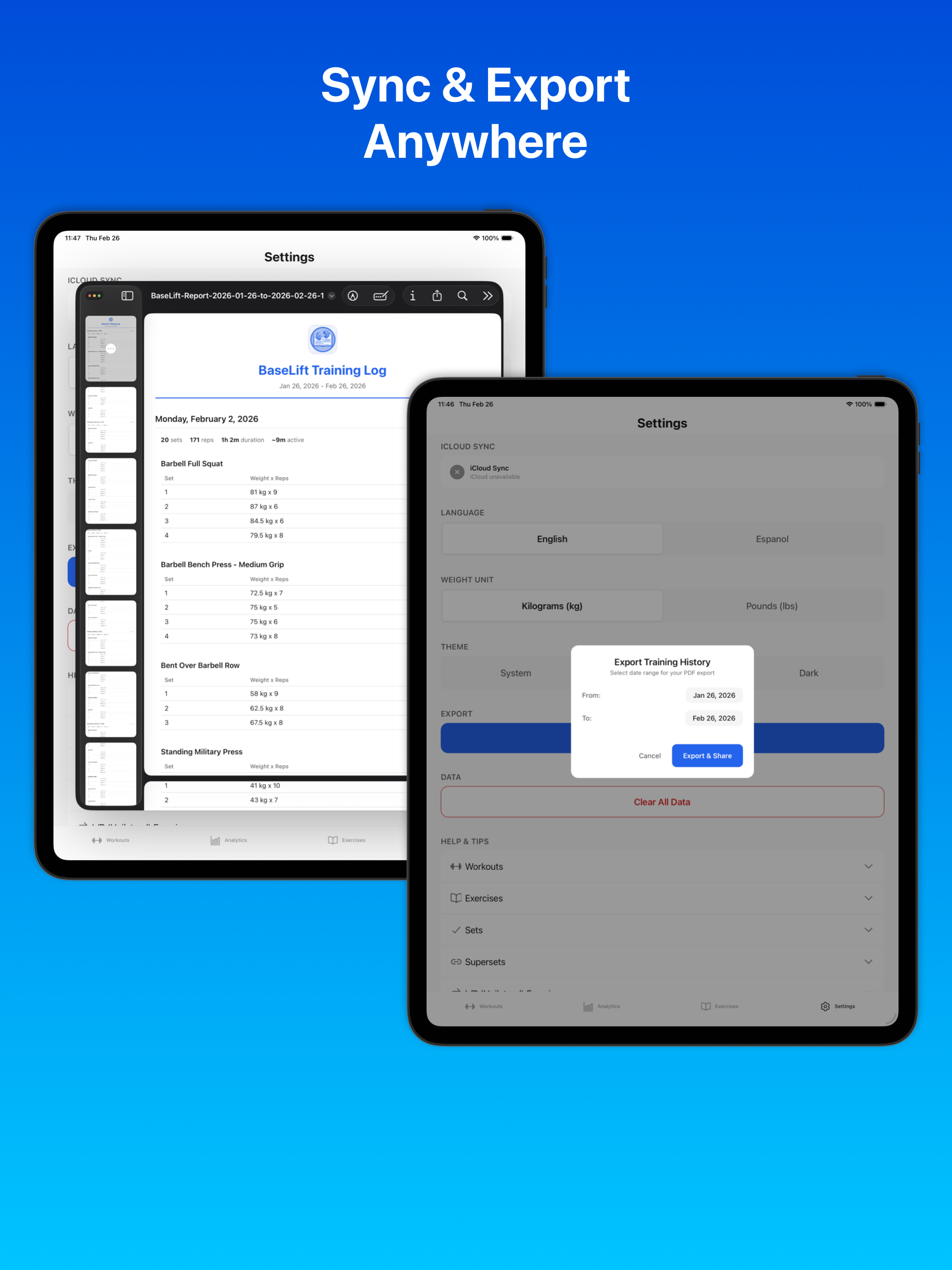 BaseLift: Workout Tracker