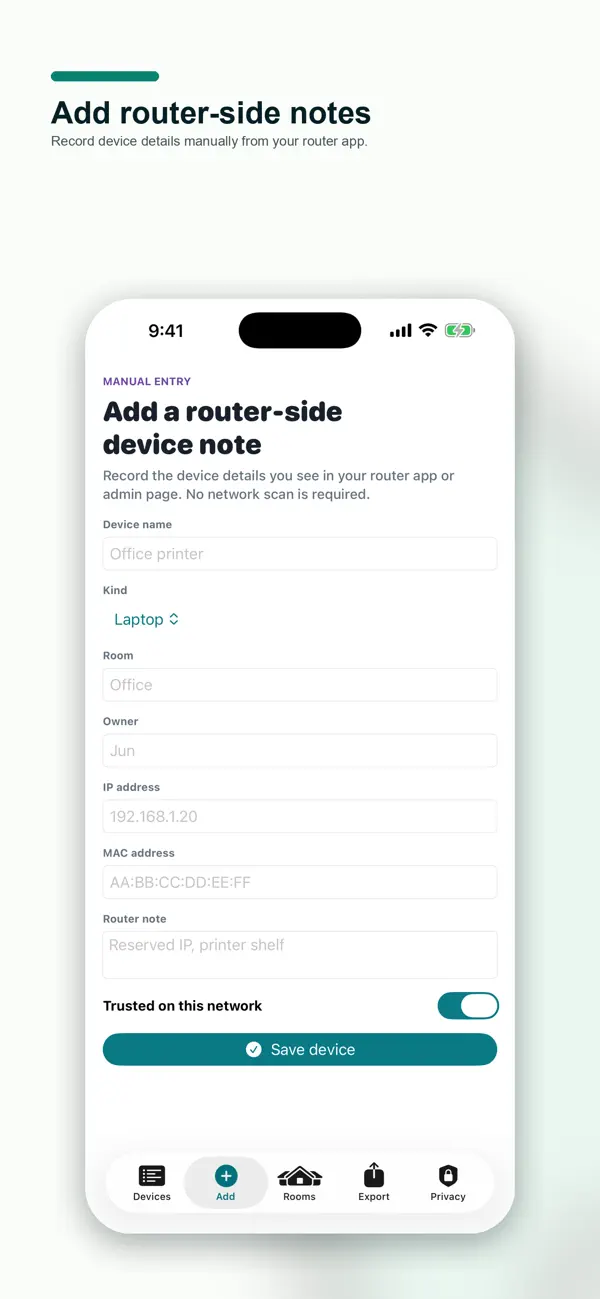 Screenshot #2 pour WiFi Device Notebook