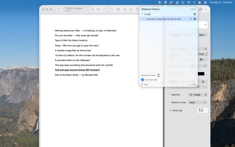 clipStack — Clipboard History screenshot
