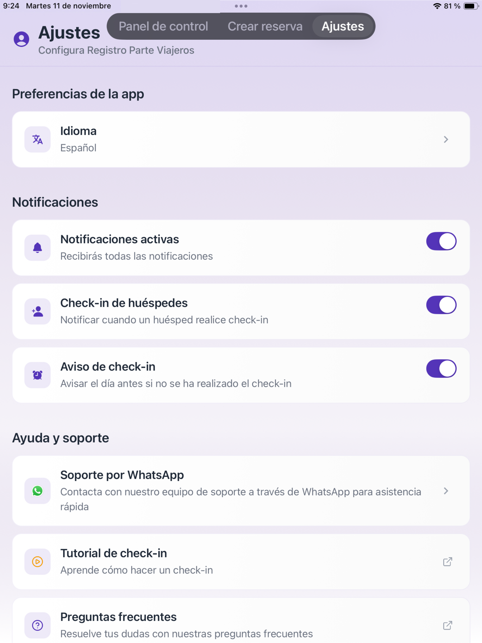 Registro Parte Viajeros screenshot 10