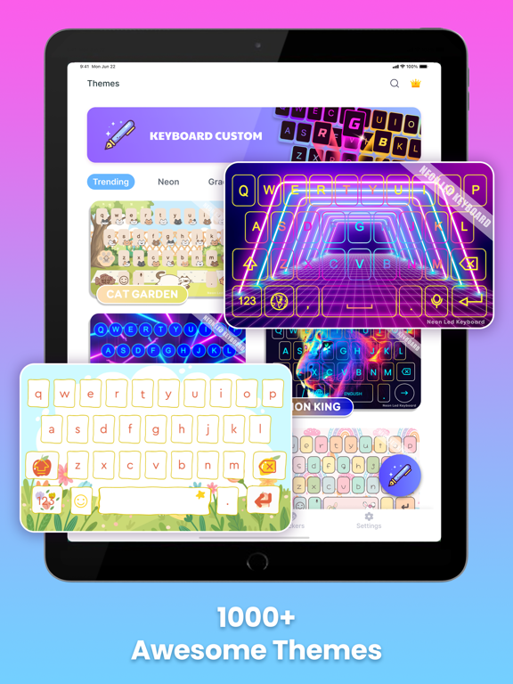 Neon LED Keyboard: Cute Themes iPad screenshot 1 - Utilities app