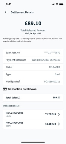 Worldpay Dashboard Screenshot 8 of 9