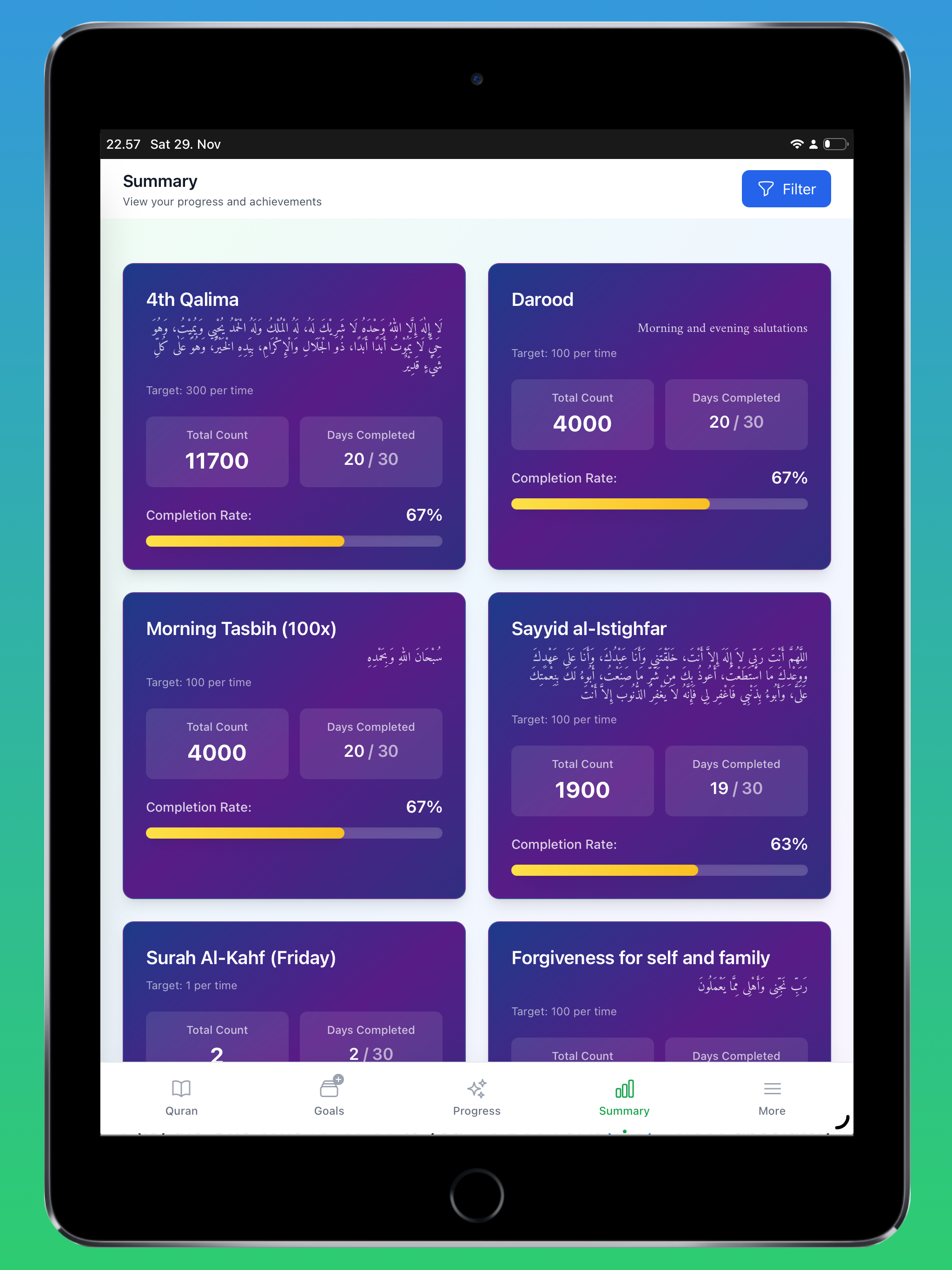 Daily Tasbeeh & Quran Tracker