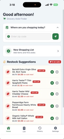 Aisle Finder - Grocery List iPhone screenshot