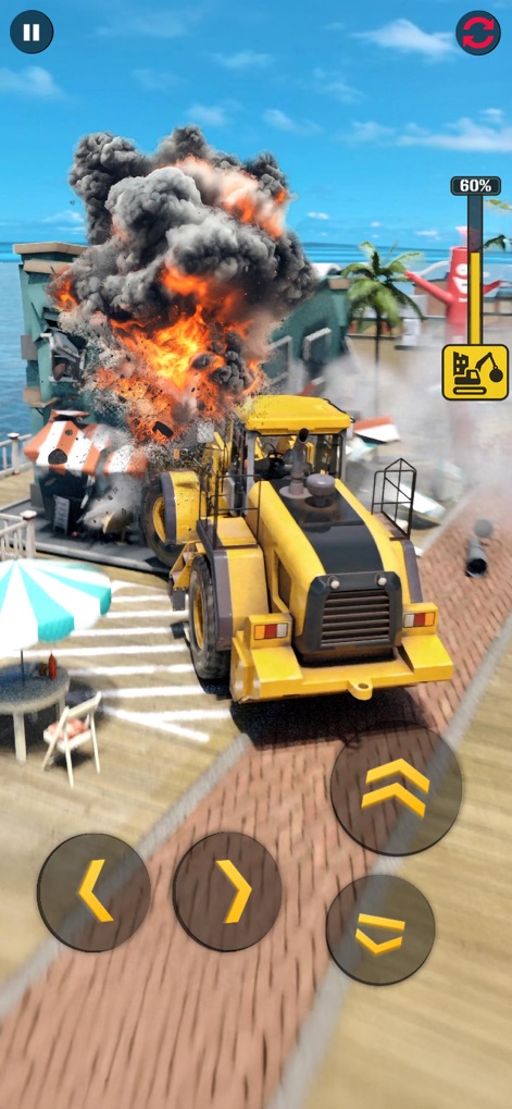 Demolition & Construction Inc. - Witness thrilling dynamic demolition action featuring realistic fiery explosion effects as buildings crumble into scattered debris.