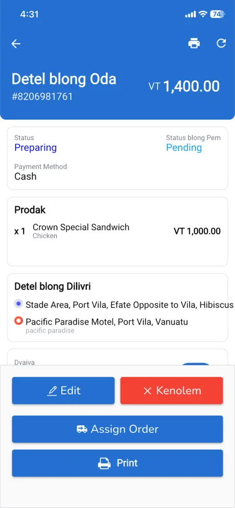 VuKart Partner App Vanuatu