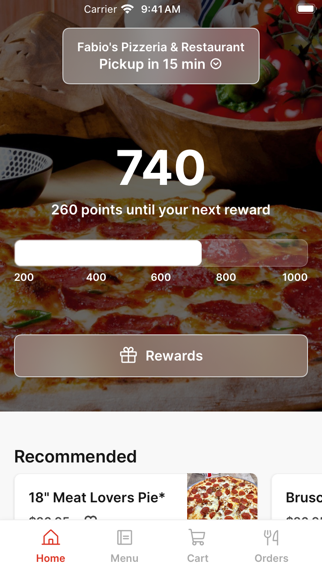 Fabio's Pizzeria & Restaurant app screenshot