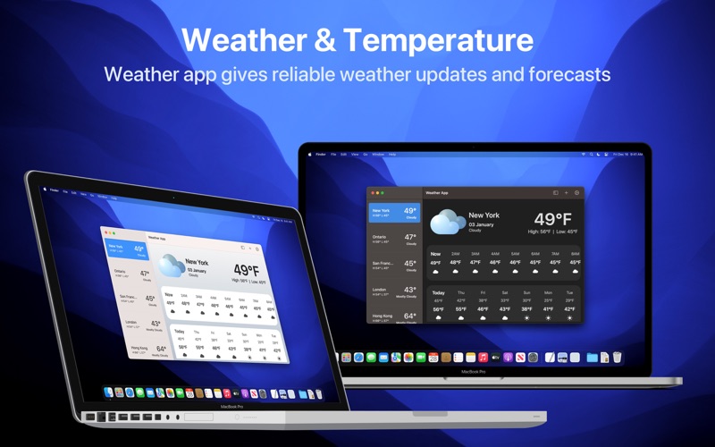 Weather Forecast App: Menu bar Screenshot