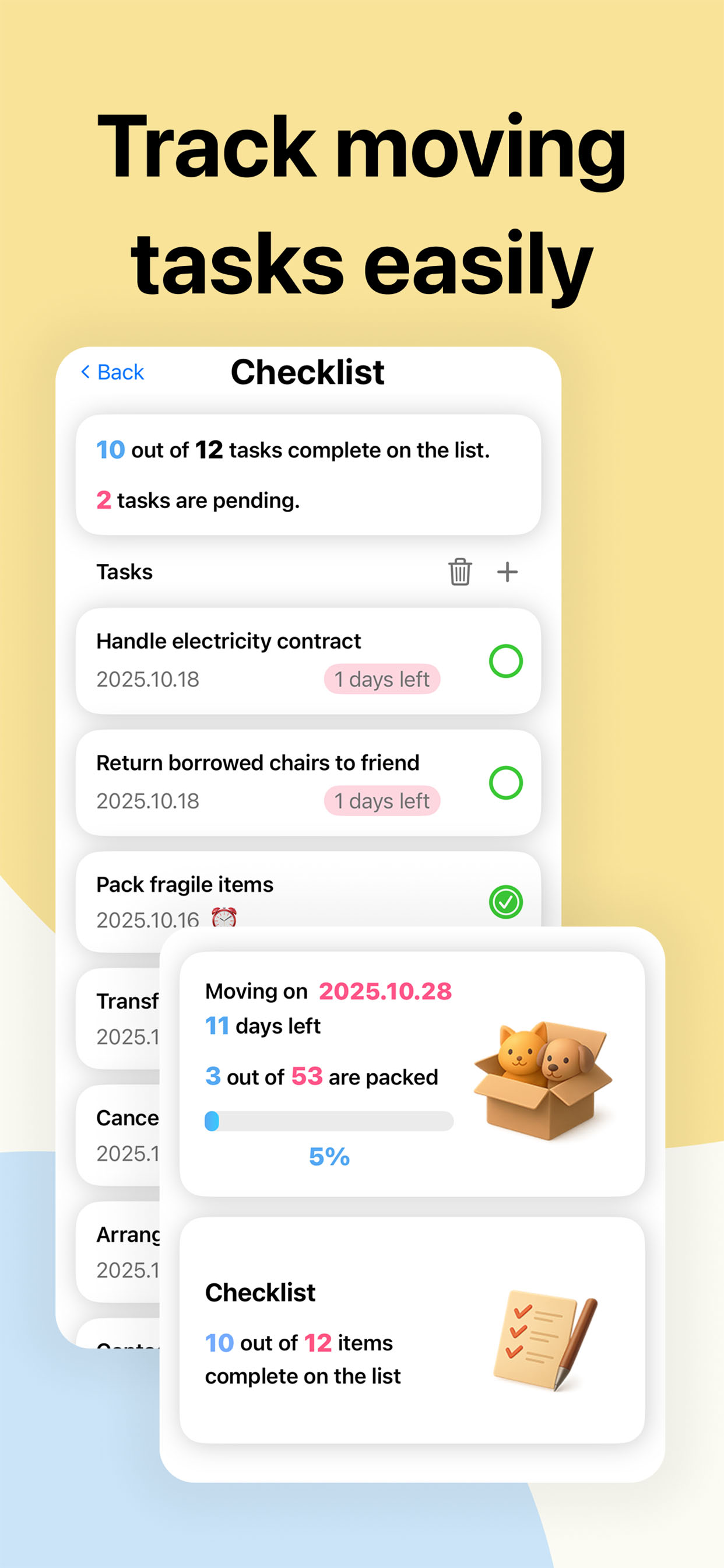 Packfect: Moving organizer