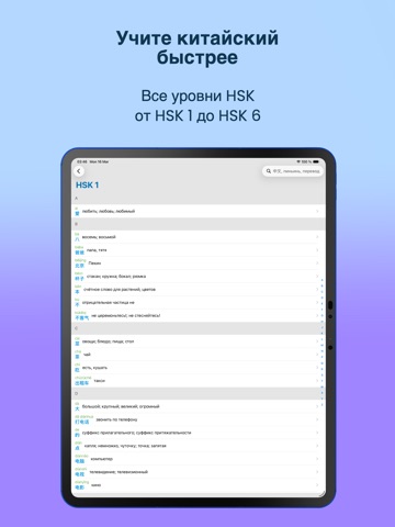 HSK список слов и флэшкарточки iPad screenshot