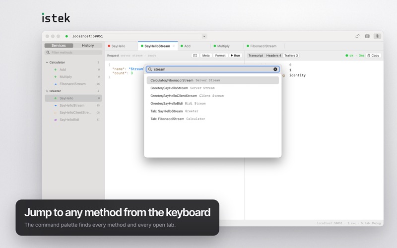 Screenshot 5 di istek — gRPC Client