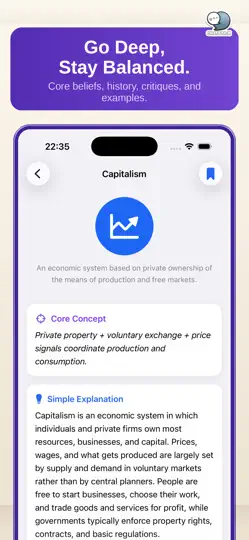 Captura de pantalla de Political Ideologies Guide en iPhone 3