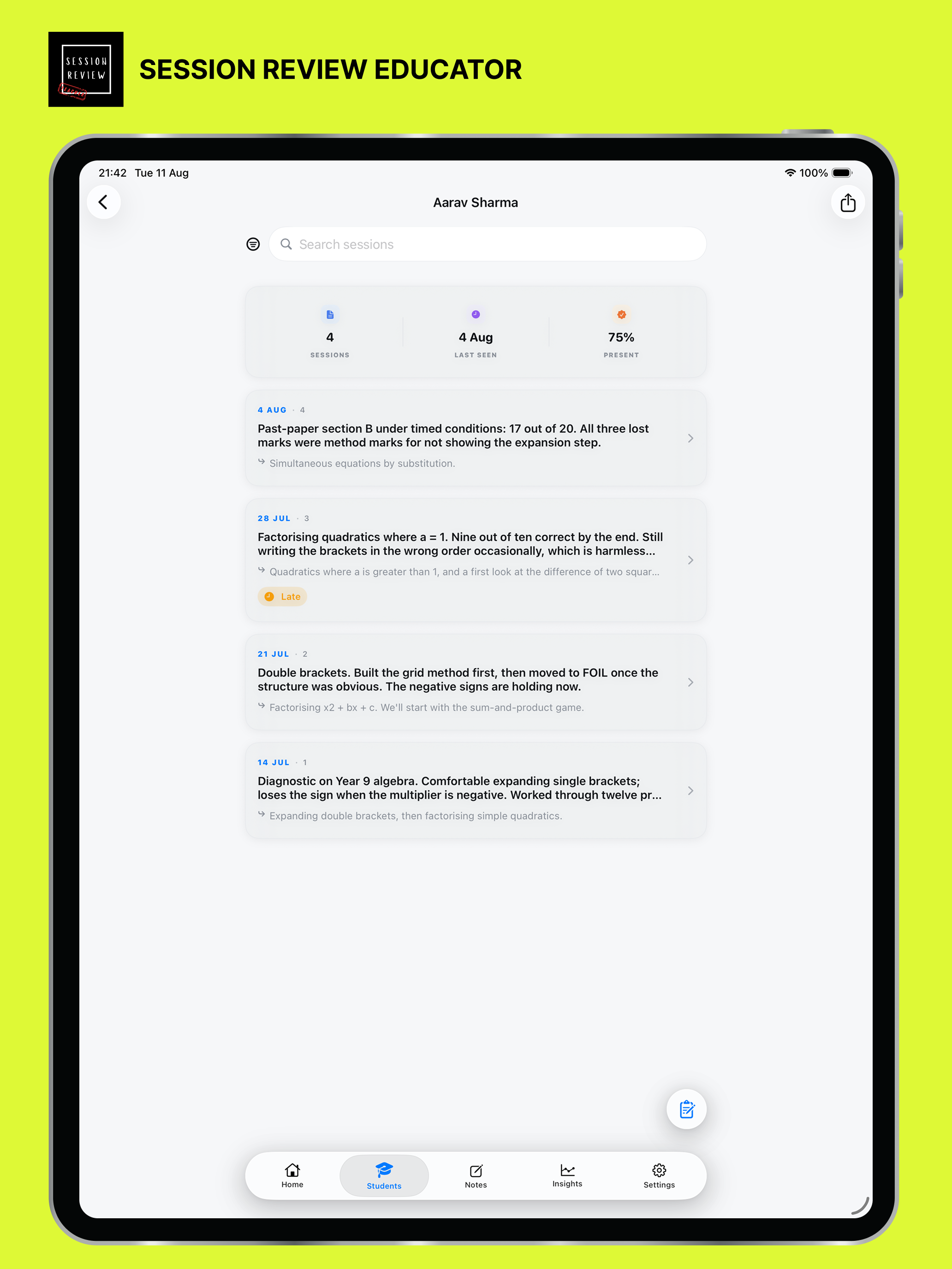 Session Review Educator screenshot 10
