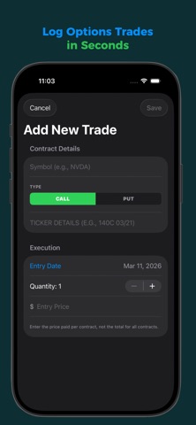Options Log screenshot