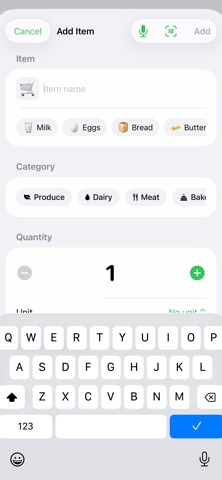 Grocery/ShoppingList iPhone screenshot